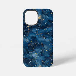 Mitternachtsblau Gold Kosmischer Nebel Sternenstau iPhone 12 Mini Hülle