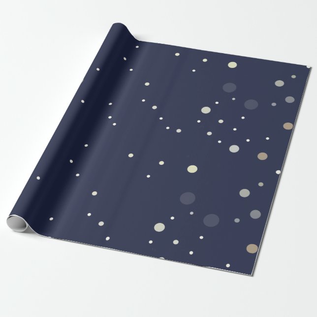 Mitternachtsblau mit modernem Punkt-Muster Geschenkpapier (Ungerollt)