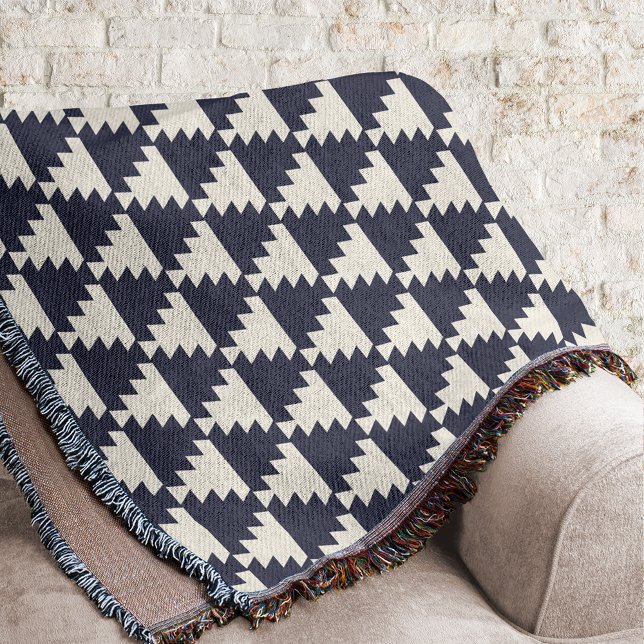 Mitternachtsblau Moderne Aztec Geometric Muster Decke (Von Creator hochgeladen)