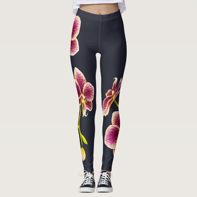 Mitternachtsblau, Tan Orchid-Leggings Leggings (Vorderseite)