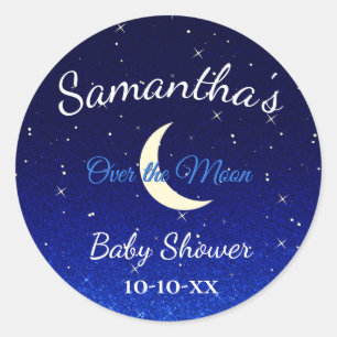 Mitternachtsblau über dem Mond Babydusche Runder Aufkleber