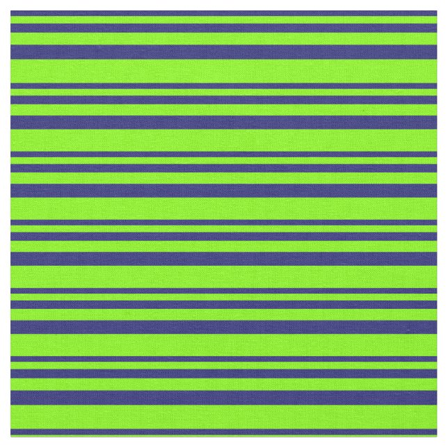 Mitternachtsblau und kartreuse Muster, Lined/Strip Stoff (Nahaufnahme)