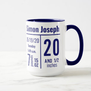 Mitternachtsblaue Baby Boy Foto-Geburtsurkunde Sta Tasse