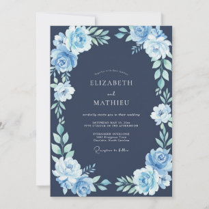 Mitternachtsblaue eisige Winterhochzeit Einladung