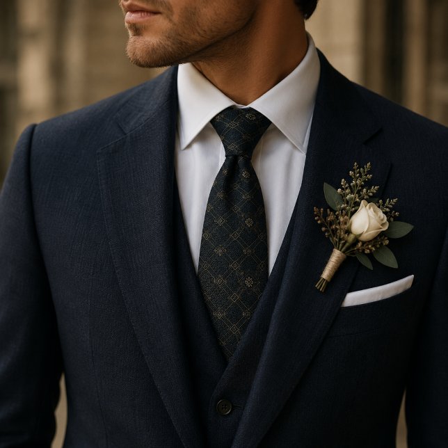 Mitternachtsblaue Heritage-Jacquard-Luxus Krawatte (Von Creator hochgeladen)