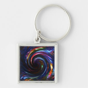 Mitternachtsblaue Lichter Swirl-Design1 Schlüsselanhänger