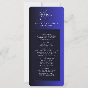 Mitternachtsblaue Minimal-Hochzeits-Menükarten Einladung