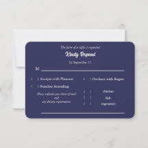 Mitternachtsblaue Monogramm-Hochzeits-RSVP-Antwort