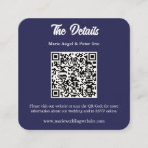 Mitternachtsblaue Monogramm-QR-Code-Hochzeitsdetai