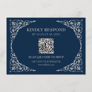 Mitternachtsblaue QR-Rückantwortkarte Begleitkarte