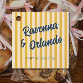 Mitternachtsblaue Retro-Gedämpfte-Pfirsich-Streife Geschenkanhänger
