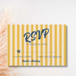 Mitternachtsblaue Retro-Gedämpfte-Pfirsich-Streife RSVP Karte