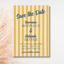 Mitternachtsblaue Retro-Gedämpfte-Pfirsich-Streife Save The Date