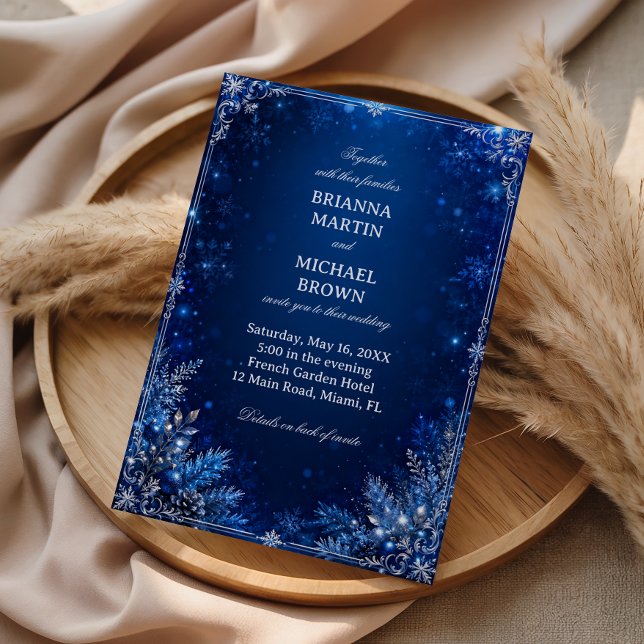 Mitternachtsblaue Winter Eleganz Einladung (Von Creator hochgeladen)