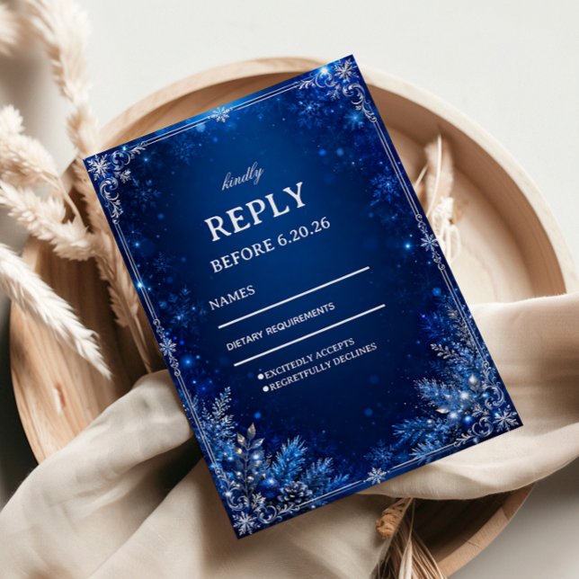 Mitternachtsblaue Winter-Eleganz RSVP Karte (Von Creator hochgeladen)