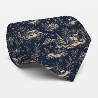 Mitternachtsblaue Winter-Toile-de-Jouy-Weihnachten Krawatte