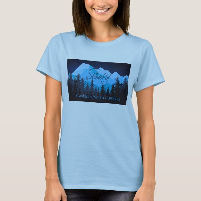 Mitternachtsblauer Blue Ridge Mountain Stonefly T-Shirt (Vorderseite)