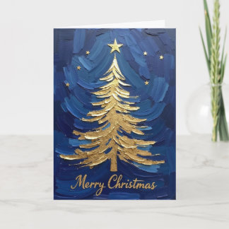 Mitternachtsblauer goldener bemalter Weihnachtsbau Karte