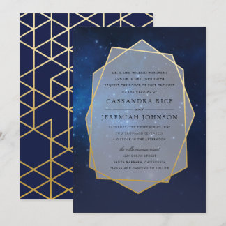 Mitternachtsblauer Konstellation Hochzeitseinladun Einladung
