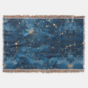 Mitternachtsblaues Gold Kosmischer Nebel Sternenst Decke