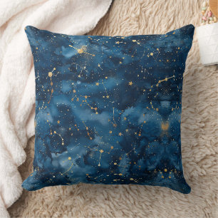 Mitternachtsblaues Gold Kosmischer Nebel Sternenst Kissen