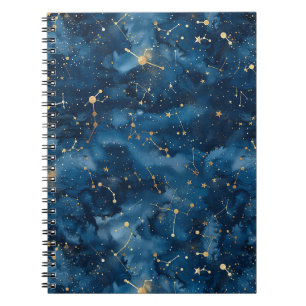 Mitternachtsblaues Gold Kosmischer Nebel Sternenst Notizblock