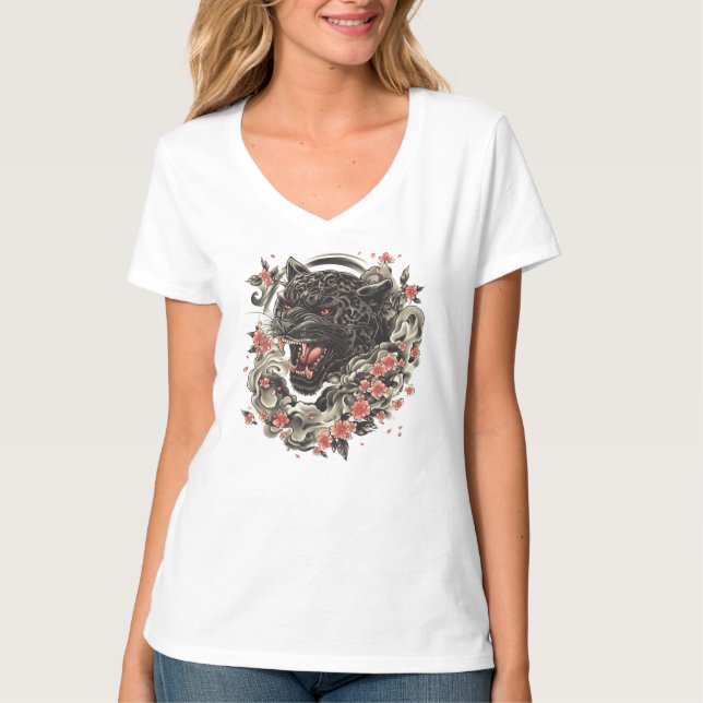 Mitternachtsblossom Jaguar-Stärke, Elegance T-Shirt (Vorderseite)