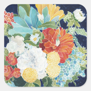 Mitternachtsblumen-III Quadratischer Aufkleber