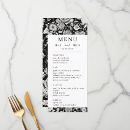 Mitternachtsblut: Eine dunkle, florale Hochzeit Menükarte