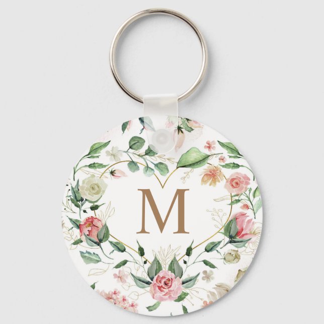 Mitternachtsblüte, elegante Kleider-Monogramm Schlüsselanhänger (Vorderseite)