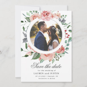 Mitternachtsblüten-Blumen-Foto-Save-the-Date-Karte Save The Date