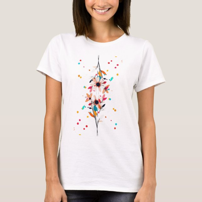 Mitternachtsblüten - Farbige Florale Echos T-Shirt (Vorderseite)