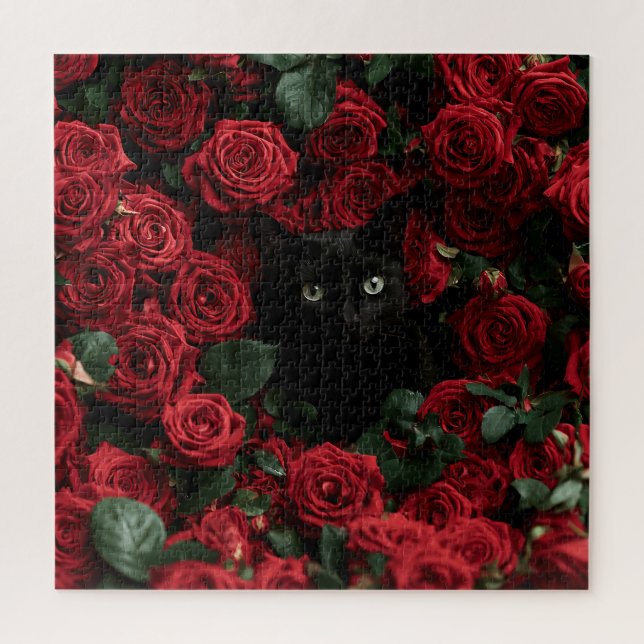 Mitternachtsblüten Katzen Puzzle (Vertikal)
