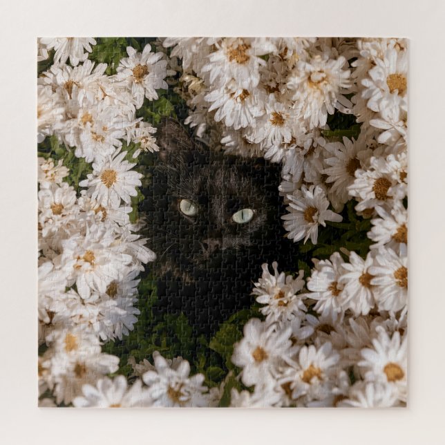 Mitternachtsblüten Katzen Puzzle (Vertikal)