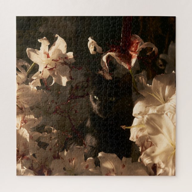 Mitternachtsblüten Katzen Puzzle (Vertikal)
