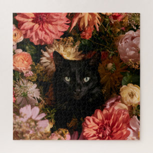 Mitternachtsblüten Katzen Puzzle