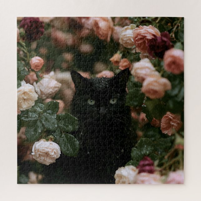 Mitternachtsblüten Katzen Puzzle (Vertikal)