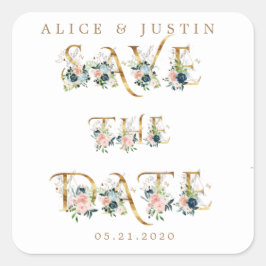 Mitternachtsblütengold Save the Date Aufkleber