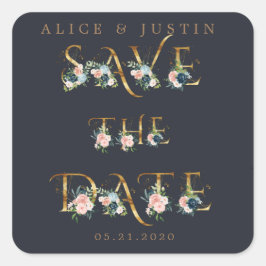 Mitternachtsblütengold Save the Date Aufkleber