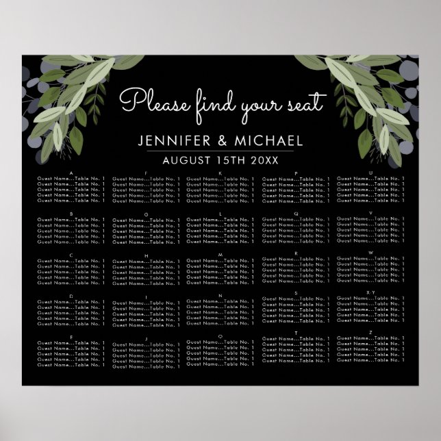 Mitternachtsbrille - Alphabetisches Seekarten Poster (Vorne)