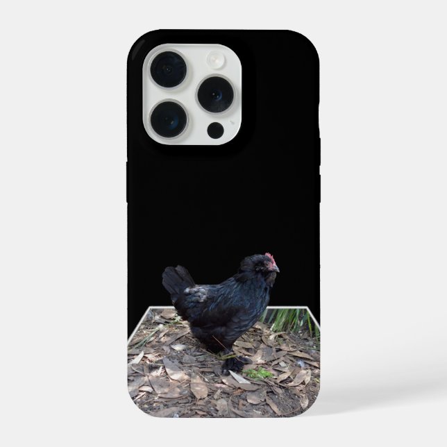 "Mitternachtsfedern: Ein schwarzes Huhn in Popout- iPhone Hülle (Rückseite)