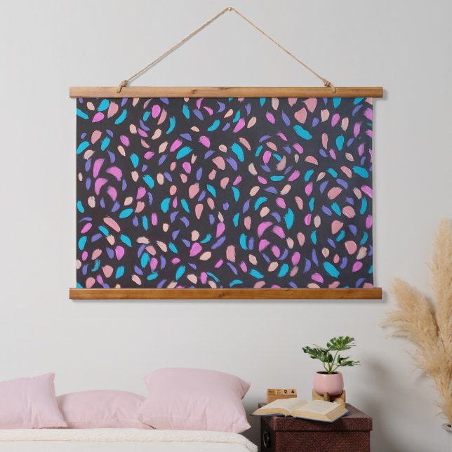 Mitternachtsflug farbenfrohe Print Wandteppich Mit Holzrahmen (Schlafzimmer)