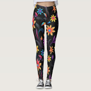 Mitternachtsgarten: Lebhafte Fantasie der Blumen Leggings