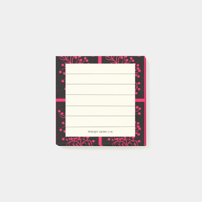 Mitternachtsgarten-Linie Himbeerblüte Post-it Klebezettel (Vorderseite)