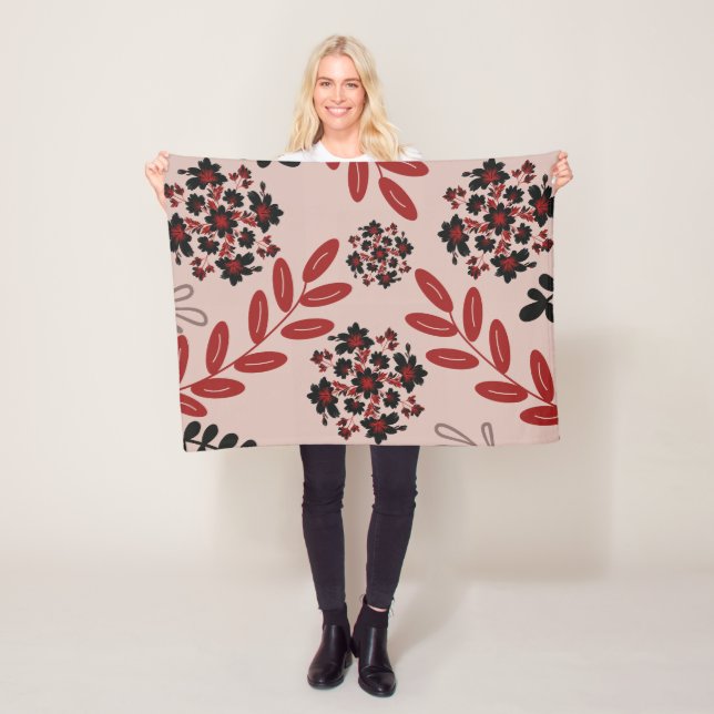 Mitternachtsgarten - Minimalistische Blumendecke Fleecedecke (Beispiel)