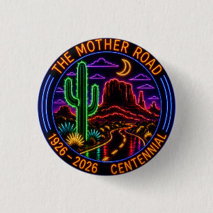 Mitternachtsglanz 100-Jahres-Jubiläum Route 66 Button