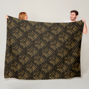 Mitternachtsgold Damast Eleganz Fleecedecke