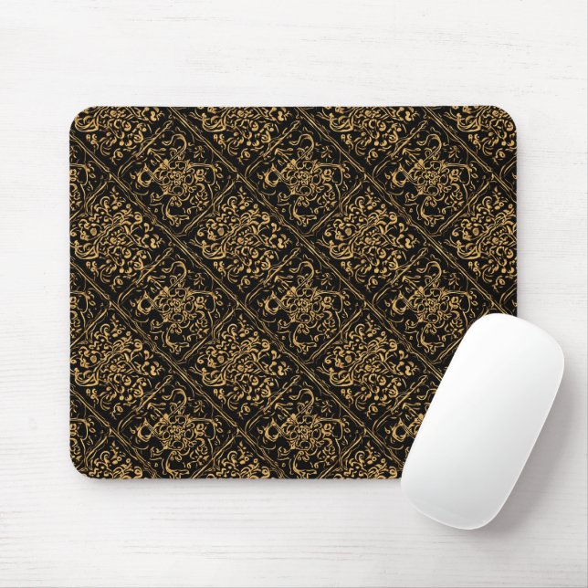Mitternachtsgold Damast Eleganz Mousepad (Mit Mouse)
