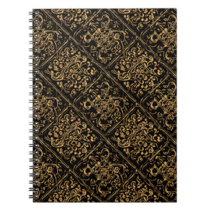 Mitternachtsgold Damast Eleganz Notizblock