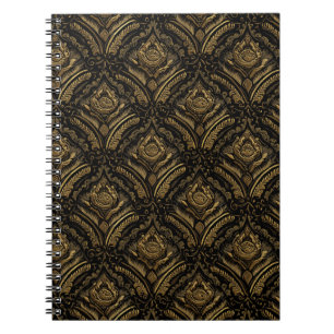 Mitternachtsgold Damast Eleganz Notizblock